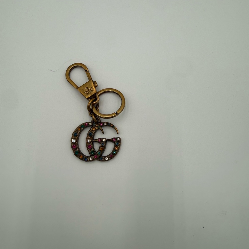 Gucci Multicolor Crystal Double G Key Holder - Gold - Picture 2 of 5